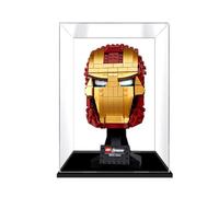 Boîte de présentation en acrylique transparent anti-poussière compatible avec casque Lego 76165 - Boîte de rangement (boîte d'affichage uniquement) (base noire de 3 mm)