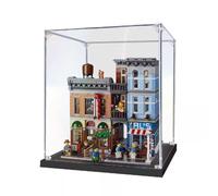 Boîte de présentation en acrylique transparent anti-poussière compatible avec Lego 10246 Detective Agency Model Set Display Box Box Box Storage Box Display Box (vitrine uniquement) (base noire 3 mm)