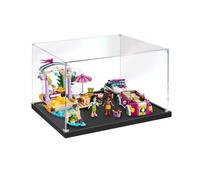 Boîte de présentation en acrylique transparent anti-poussière compatible avec Lego 41316 Speedboat Transporter Model Box Boîte de rangement, vitrine (boîte de présentation uniquement) (base noire 2 mm