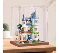 Boîte de présentation en acrylique transparent anti-poussière compatible avec Lego 42638 Castle Guesthouse Model Set de vitrine, boîte de rangement, vitrine (boîte de présentation uniquement) (base en