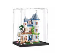 Boîte de présentation en acrylique transparent anti-poussière compatible avec Lego 42638 Castle Guesthouse - Boîte de rangement (boîte de présentation uniquement) - Base noire de 3 mm