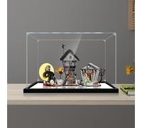 Boîte de présentation en bois de noyer, 2 cm, café noir, haut de gamme, adaptée pour Lego 21351 Tim Burton's Christmas Nightmare vitrine transparente (noir + miroir + 3 mm)