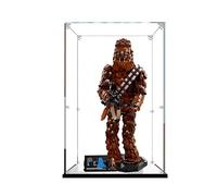Boîte de présentation en bois de noyer, 2 cm, café noir, haut de gamme, convient pour Lego 75371 Star Wars Chewbacca, vitrine transparente de 3 mm d'épaisseur (noir + miroir + 3 mm)