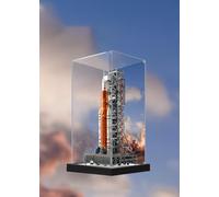 Boîte de présentation en bois de noyer de 2 cm, café noir, haut de gamme, adaptée pour Lego 10341 NASA Artemis Space Rocket, vitrine transparente de 3 mm d'épaisseur, (noir + miroir + 3 mm)
