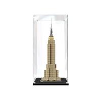 Boîte de présentation en bois de noyer de 2 cm, café noir haut de gamme, adaptée pour Lego 21046 Empire State Building vitrine transparente, (noir + miroir + 3 mm)