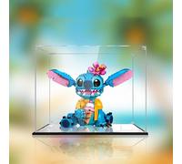 Boîte de présentation en bois de noyer de 2 cm, café noir haut de gamme, convient pour Lego 43249 Disney Stitch, vitrine transparente de 3 mm d'épaisseur, (noir + miroir + 3 mm)