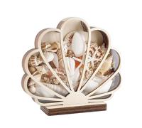 Boîte de présentation en coquillages - Boîte de rangement décorative pour bijoux, étoiles de mer, dents de requin, agates, bijoux, souvenirs