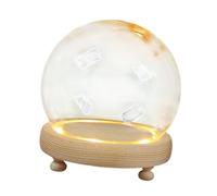 Boîte de présentation en Verre avec Couvercle en Verre Fleurs séchées éternelles, Couvercle Anti poussière, Couvercle en Verre Lumineux, diamètre de la Boule 15CM + Base de Lampe à bûches avec Pieds