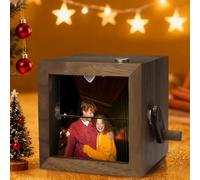 Boîte de présentation lumineuse mécanique personnalisée, boîte photo à manivelle personnalisée, cadeau d'amour créatif pour son anniversaire (8 photos, avec LED)