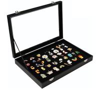 Boîte de présentation pour badge à épingles, 28 x 20 cm, en émail avec couvercle transparent scellé et anti-poussière pour médailles militaires, bijoux, boucles d'oreilles, colliers