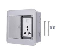 Boîte de Prise de Bureau 3 Outlet de brochet et Port de réseau Double Porte à Double Porte à étage de Plancher 4000W 16A Silver