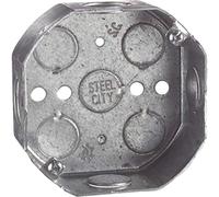 Boîte de prise de courant octogonale en acier galvanisé, construction tirée, 4 po x 1,5 po de profondeur, 50 pièces, Thomas & Betts