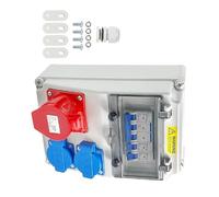 Boîte de prise électrique avec deux prises standard et prise industrielle - Distributeur d'alimentation mural - Installation facile pour intérieur/extérieur