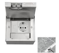 Boîte de Prise Encastrée au Sol Intégrée, Prise de Courant 16A 4000W en Acier Inoxydable avec Port, Prise Extérieure Étanche Versenkable pour Bureaux, Hôtels, Écoles (1 Prise)