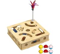 Boîte de Puzzle à gratter pour Chats, labyrinthes et Cloches en Bois pour Divertissement interactif et Protection des Meubles, durabilité, grattoir Intelligent, protecteurs de Jeu, grattoir, Cloches,