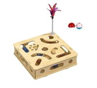 Boîte de Puzzle à gratter pour Chats, labyrinthes et Cloches en Bois pour Divertissement interactif et Protection des Meubles, durabilité, grattoir Intelligent, protecteurs de Jeu, grattoir, Cloches,