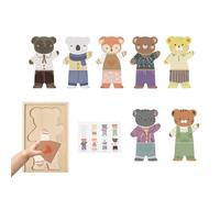 Boîte De Puzzle À Habiller La Famille des Ours - Bois | Puzzle De Tri Et D'association | Puzzles D'habillage pour, Apprentissage Cognitif, Cadeau Amusant pour Garçon Ou Fille, Multicolore Et J