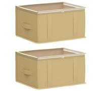 Boîte de rangement 2 pc tissu non tissé fenêtre PVC transparente | Forme rectangulaire,poignées à bec,ouverture zips doubles,pliable à plat,sous lit,salon,chambre,usage quotidien