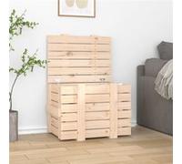 Boîte de rangement 58x40,5x42 cm Bois massif de pin Beige G
