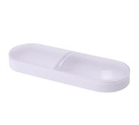 Boîte de rangement à 2 compartiments anti-poussière - Portable - Transparent - Cotons-tiges - Bâtons de coton - Organisateur de maquillage - Étui de voyage, blanc