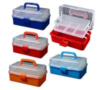 Boîte de rangement à 3 couches pour articles de pêche, boîte à outils cantilever multi-compartiments, étui de rangement portable pour accessoires de pêche, fournitures d'artisanat, matériel, petites