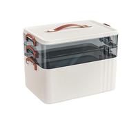 Boîte de rangement à 3 étagères verrouillables à 3 niveaux - 31,5 x 22 x 24,5 cm - Boîte à médicaments - Serrure à combinaison portable - Boîte de rangement transparente