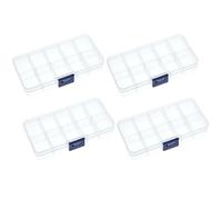 Boîte de rangement à 4 compartiments, boîte de rangement en plastique transparent à 10 grilles avec séparateurs, organisateur portable petites pièces 5x3x1 pouces pour clous, vis, boulons, plas