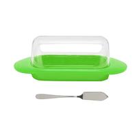 Boîte de rangement à beurre avec bords arrondis en plastique transparent et couteau inclus pour garder le beurre frais pour cuisine, réfrigérateur, table à manger 20,2 x 11,5 x 8 cm (couteau à beurre