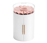 Boîte de rangement à bijoux à roulement cylindrique - Boîte de rangement ronde pour boucles d'oreilles - Support pour collier, bracelet, bague - Rose (blanc)