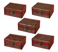 Boîte de rangement à bijoux vintage en bois avec verrou à boucle et design décoratif rustique - 14,5 x 11,5 x 6,5 cm - Organisateur pour boucles d'oreilles, bagues, colliers (C)