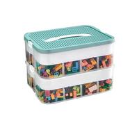 Boîte de rangement à deux niveaux pour briques de construction Lego - Compartiments de rangement empilables - Caisses de rangement avec couvercle - Boîtes empilables en plastique - Petites pièces -