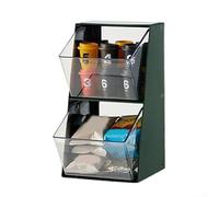 Boîte de rangement à double couche pour sachets de thé, table basse, capsules de café, thé - Récipient en plastique vert et blanc - 14 x 13 x 14 cm - 27 x 18 x 25 cm (vert)