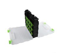 Boîte de rangement à outils double face avec 34 cloisons amovibles en polypropylène pour vis, écrous, boulons et petit matériel - Couvercle transparent, poignée supérieure, organiseur empilable