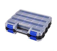 Boîte de rangement à outils double face avec 34 compartiments amovibles pour écrous, boulons, vis, clous, quincaillerie, boîte à outils portable (bleu)