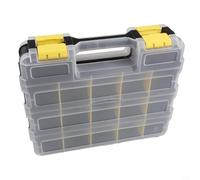 Boîte de rangement à outils double face avec 34 compartiments et cloisons amovibles en plastique pour vis, écrous, boulons et petites pièces (jaune)