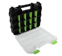 Boîte de rangement à outils double face personnalisable pour vis, écrous et pièces avec couvercle transparent et loquet de sécurité