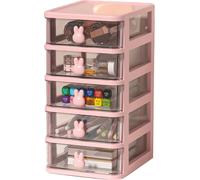 Boîte de rangement, à plusieurs niveaux, en matière plastique transparente, pour livres et documents, rose, 5 pièces (13,4x17x26 cm)