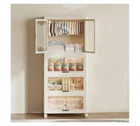 Boîte de rangement à roulettes, 191 cm, pliable, avec tringle à vêtements, 4 boîtes empilables, 70 x 42 x 191 cm, penderie à double porte, pour la maison et le bureau