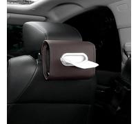 Boîte de rangement à suspendre pour voiture avec extérieur en cuir synthétique, bandes élastiques pour contenir des paquets de mouchoirs de toutes tailles, s'adapte à plusieurs endroits intérieurs de