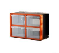 Boîte de rangement à tiroirs en plastique pour composants, montage mural et empilable, armoire de rangement pour outils avec compartiments multi-grilles, 360 x 240 x 180 mm (orange)