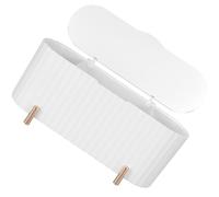 Boîte de Rangement à Trois Compartiments Cosmétique | Plastique Blanc, Design Multi-grille, pour Coton Propre, Éponges et Petits Accessoires à Maison