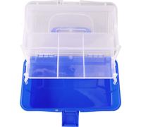 Boîte de rangement à trois couches en plastique, outil pliable, portable et multi-usage pour les accessoires de beauté des artisans bleu