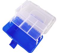Boîte de rangement à trois niveaux Boîte à outils pliante en plastique Poignée polyvalente Organisateur pour l'art, l'artisanat et les accessoires cosmétiques (Bleu)
