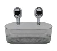 Boîte de rangement à ventouse pour salle de bain sans perçage, étagère murale en matériau PET, étanche, drainage amovible, gris (gris)