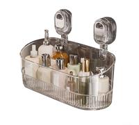 Boîte de rangement à ventouse pour salle de bain sans perçage - Étagère murale en PET imperméable et amovible - Gris (transparent)