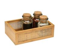 Boîte de rangement accessoires de salle de bains en bambou et rotin, 15x7x22 cm, Wenko Allegre