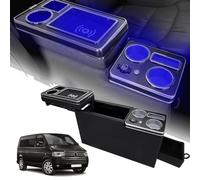 Boîte de Rangement Accoudoir pour T4 T5 T6 T6.1 T7, Console Centrale Universelle Améliorée avec Compartiment de Rangement, Ports de Chargement USB et Lumières Led, avec Fonction Chargement Sans Fil