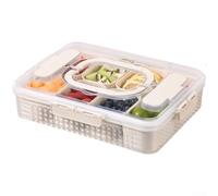 Boîte de rangement alimentaire minimaliste à 9 sections avec couvercle transparent pour l'organisation du réfrigérateur et des pique-niques (A)