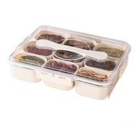 Boîte de rangement alimentaire minimaliste, récipient hermétique à 9 sections avec couvercle transparent pour l'organisation du réfrigérateur et les pique-niques (B)