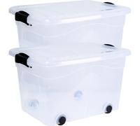 Boîte de rangement Anzio 20 l, lot de 2 avec roulettes